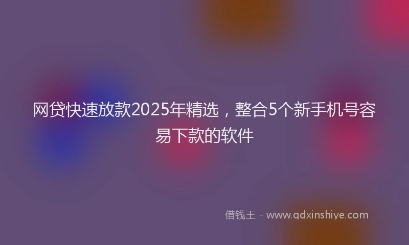 网贷快速放款2025年精选，整合5个新手机号容易下款的软件