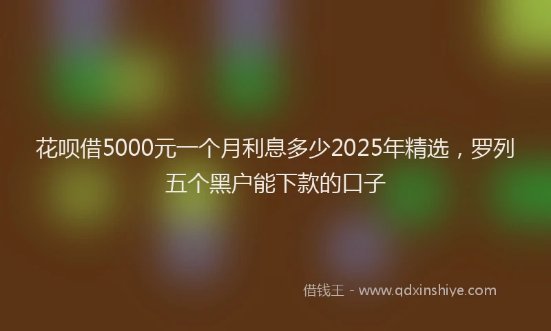 花呗借5000元一个月利息多少2025年精选，罗列五个黑户能下款的口子