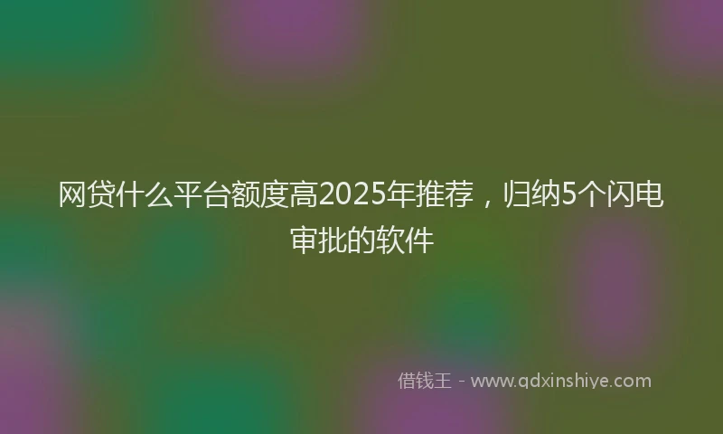 网贷什么平台额度高2025年推荐，归纳5个闪电审批的软件