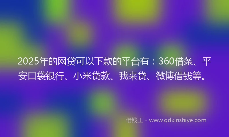 2025年的网贷可以下款的平台有：360借条、平安口袋银行、小米贷款、我来贷、微博借钱等。