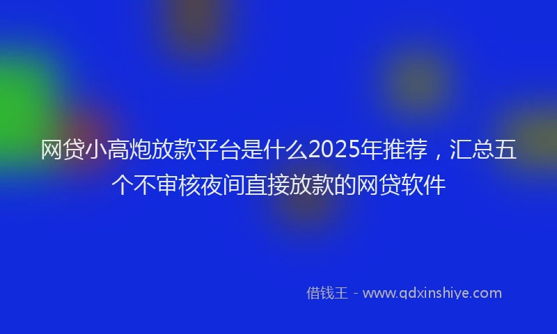 网贷小高炮放款平台是什么2025年推荐，汇总五个不审核夜间直接放款的网贷软件