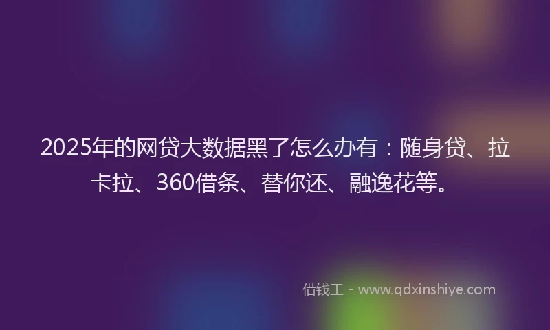 2025年的网贷大数据黑了怎么办有：随身贷、拉卡拉、360借条、替你还、融逸花等。