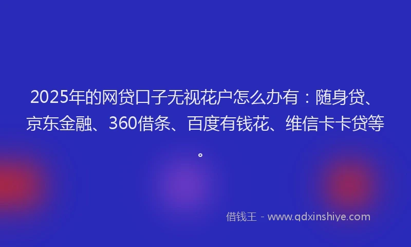 2025年的网贷口子无视花户怎么办有：随身贷、京东金融、360借条、百度有钱花、维信卡卡贷等。