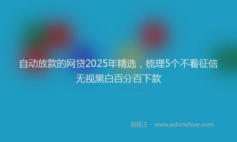 自动放款的网贷2025年精选，梳理5个不看征信无视黑白百分百下款