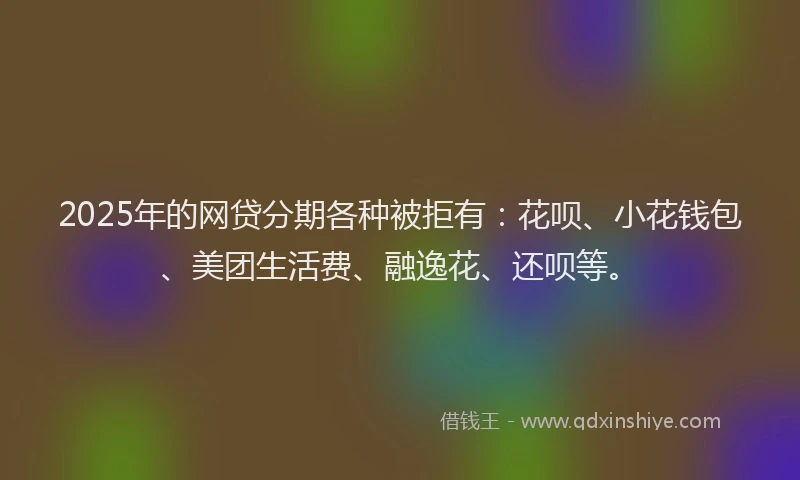 2025年的网贷分期各种被拒有：花呗、小花钱包、美团生活费、融逸花、还呗等。