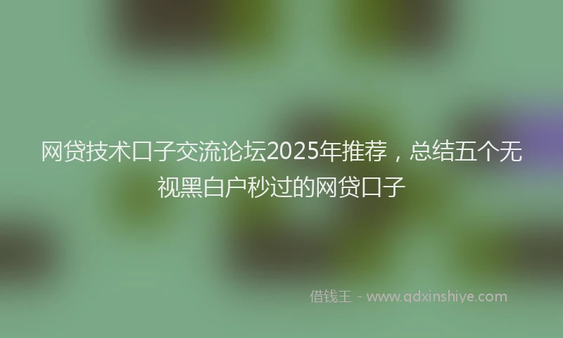 网贷技术口子交流论坛2025年推荐，总结五个无视黑白户秒过的网贷口子