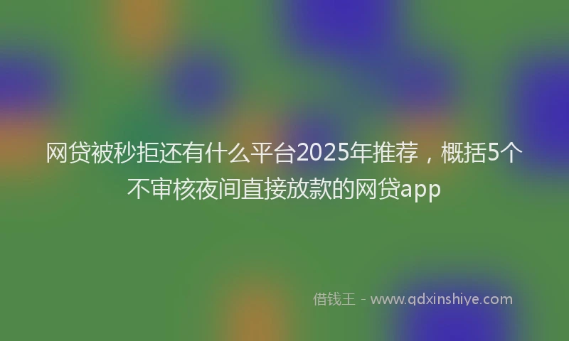 网贷被秒拒还有什么平台2025年推荐，概括5个不审核夜间直接放款的网贷app
