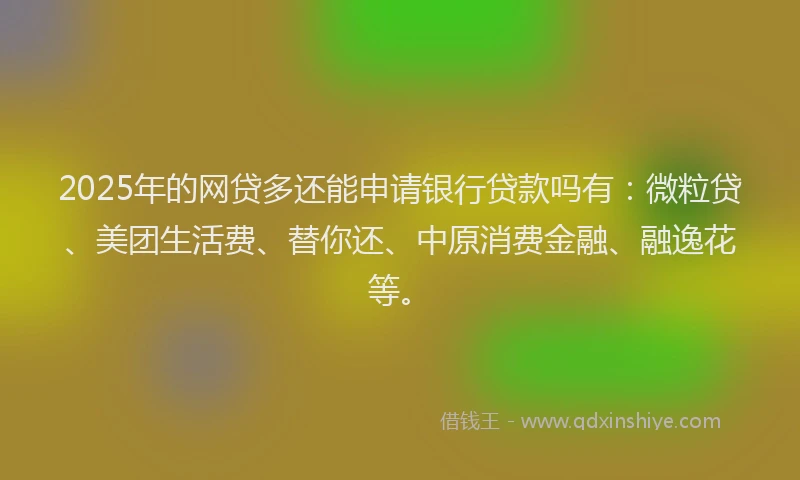 2025年的网贷多还能申请银行贷款吗有：微粒贷、美团生活费、替你还、中原消费金融、融逸花等。