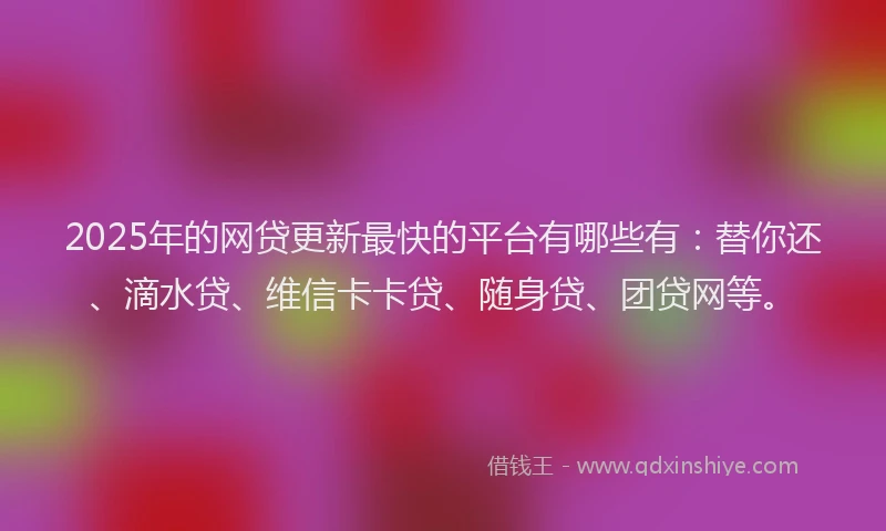 2025年的网贷更新最快的平台有哪些有：替你还、滴水贷、维信卡卡贷、随身贷、团贷网等。