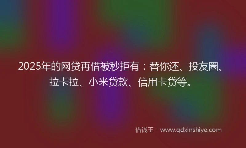 2025年的网贷再借被秒拒有：替你还、投友圈、拉卡拉、小米贷款、信用卡贷等。
