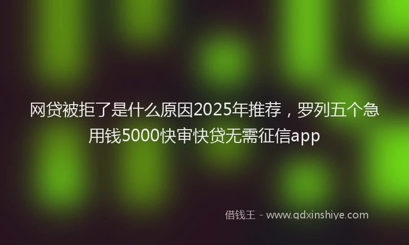 网贷被拒了是什么原因2025年推荐，罗列五个急用钱5000快审快贷无需征信app