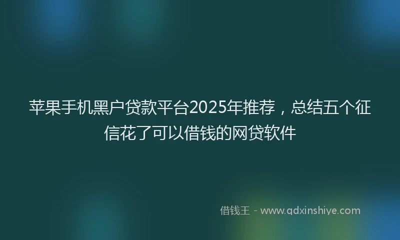 苹果手机黑户贷款平台2025年推荐，总结五个征信花了可以借钱的网贷软件