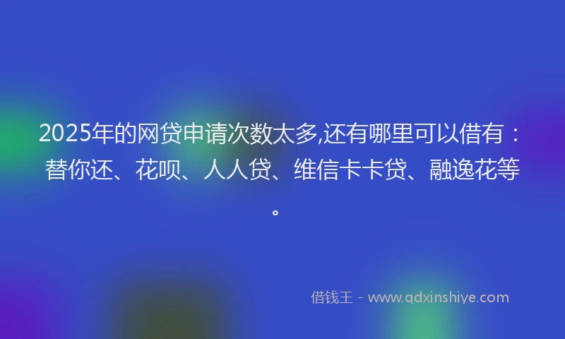 2025年的网贷申请次数太多,还有哪里可以借有：替你还、花呗、人人贷、维信卡卡贷、融逸花等。