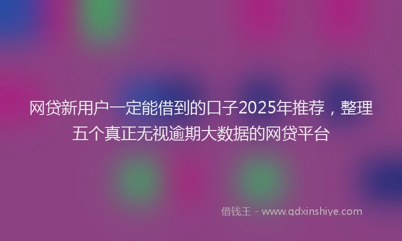 网贷新用户一定能借到的口子2025年推荐，整理五个真正无视逾期大数据的网贷平台