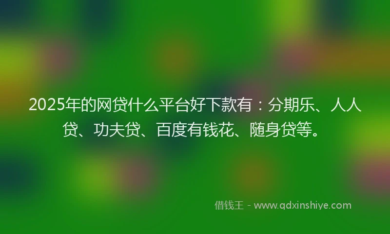 2025年的网贷什么平台好下款有：分期乐、人人贷、功夫贷、百度有钱花、随身贷等。