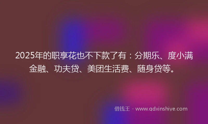 2025年的职享花也不下款了有：分期乐、度小满金融、功夫贷、美团生活费、随身贷等。