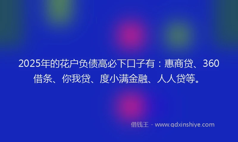 2025年的花户负债高必下口子有：惠商贷、360借条、你我贷、度小满金融、人人贷等。