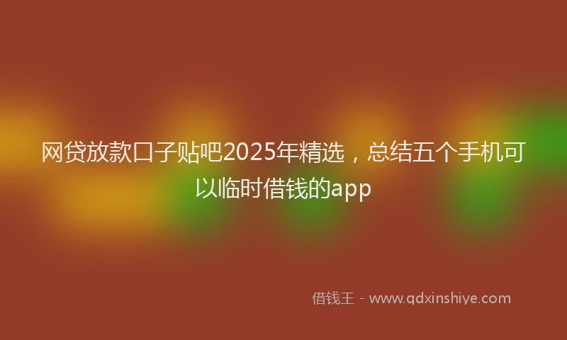 网贷放款口子贴吧2025年精选，总结五个手机可以临时借钱的app