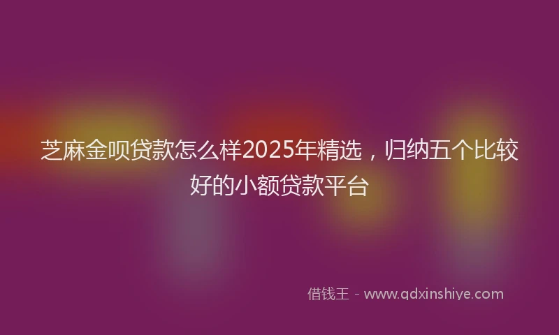 芝麻金呗贷款怎么样2025年精选，归纳五个比较好的小额贷款平台