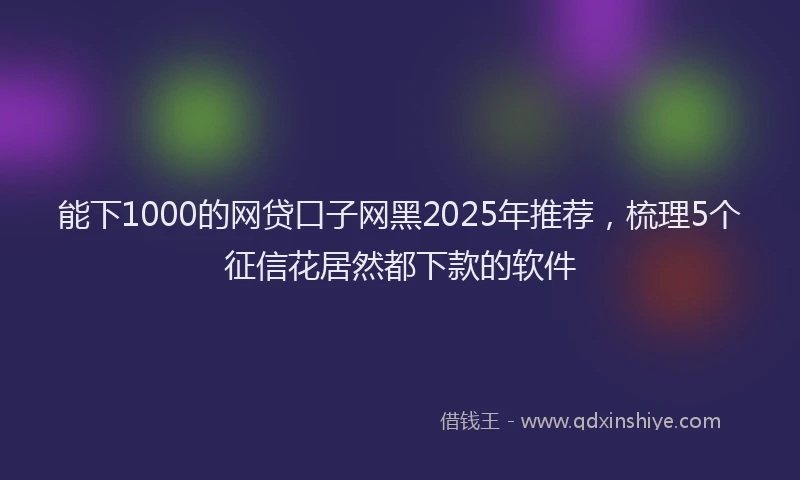 能下1000的网贷口子网黑2025年推荐，梳理5个征信花居然都下款的软件