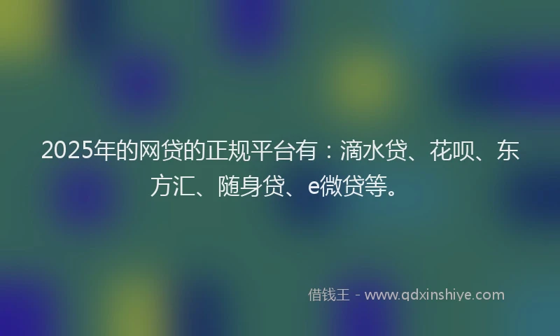 2025年的网贷的正规平台有：滴水贷、花呗、东方汇、随身贷、e微贷等。