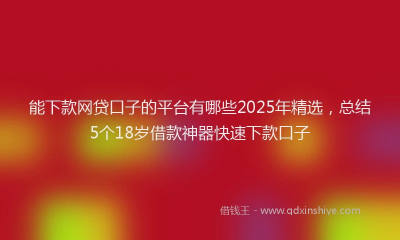 能下款网贷口子的平台有哪些2025年精选，总结5个18岁借款神器快速下款口子