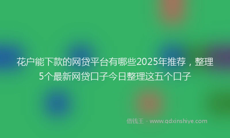 花户能下款的网贷平台有哪些2025年推荐，整理5个最新网贷口子今日整理这五个口子