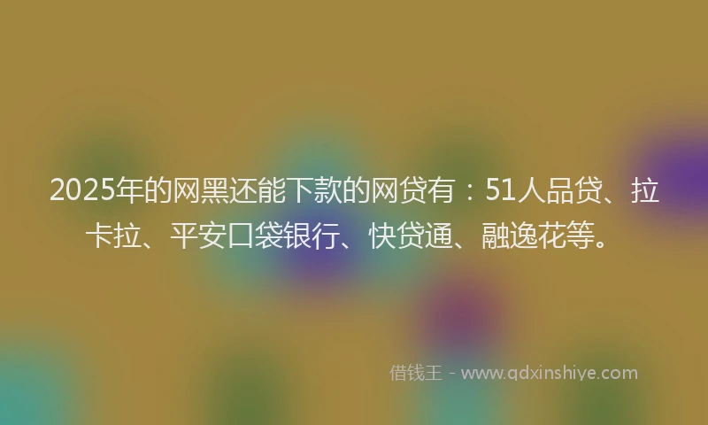 2025年的网黑还能下款的网贷有：51人品贷、拉卡拉、平安口袋银行、快贷通、融逸花等。