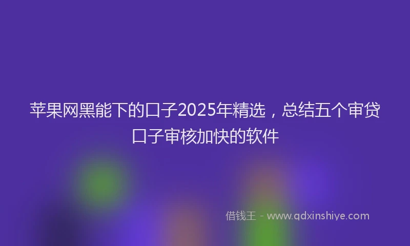苹果网黑能下的口子2025年精选，总结五个审贷口子审核加快的软件