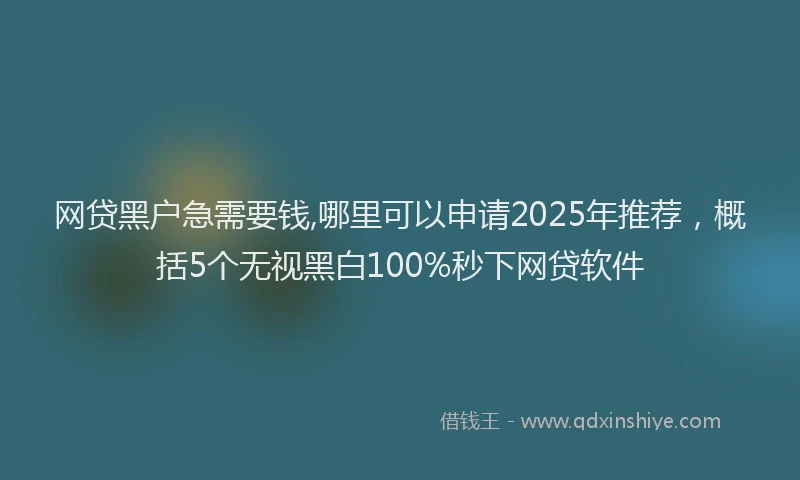 网贷黑户急需要钱,哪里可以申请2025年推荐，概括5个无视黑白100%秒下网贷软件