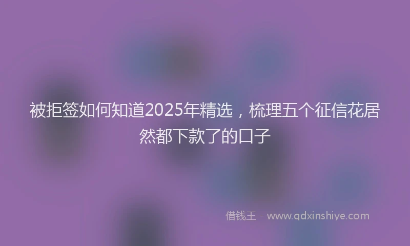 被拒签如何知道2025年精选，梳理五个征信花居然都下款了的口子