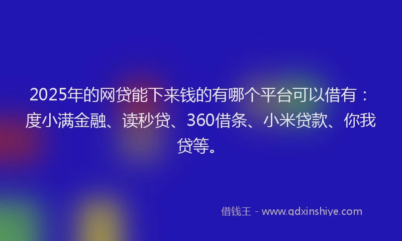 2025年的网贷能下来钱的有哪个平台可以借有：度小满金融、读秒贷、360借条、小米贷款、你我贷等。