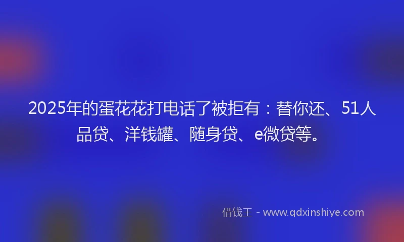 2025年的蛋花花打电话了被拒有：替你还、51人品贷、洋钱罐、随身贷、e微贷等。