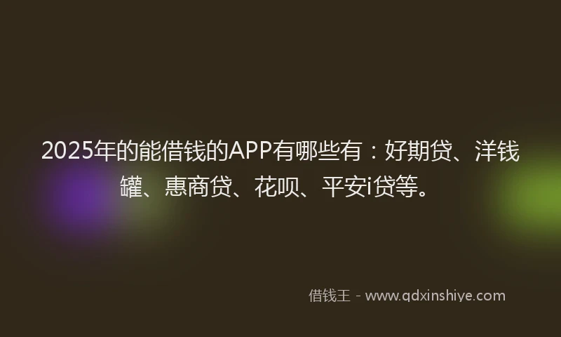 2025年的能借钱的APP有哪些有：好期贷、洋钱罐、惠商贷、花呗、平安i贷等。