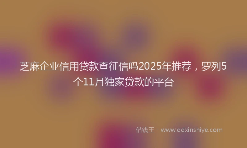 芝麻企业信用贷款查征信吗2025年推荐，罗列5个11月独家贷款的平台
