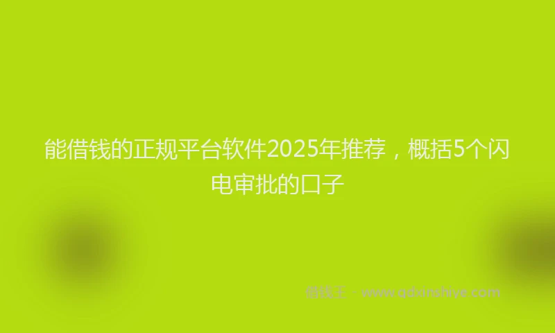 能借钱的正规平台软件2025年推荐，概括5个闪电审批的口子