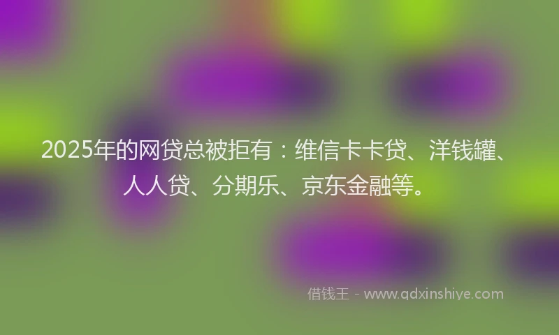 2025年的网贷总被拒有：维信卡卡贷、洋钱罐、人人贷、分期乐、京东金融等。