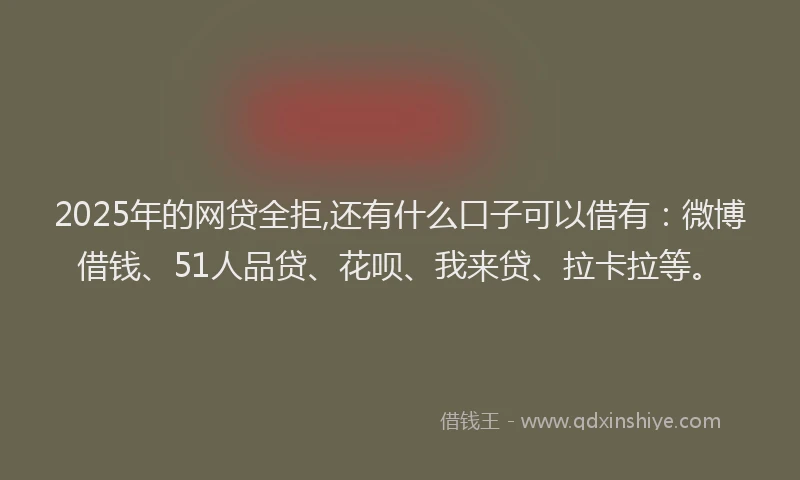 2025年的网贷全拒,还有什么口子可以借有：微博借钱、51人品贷、花呗、我来贷、拉卡拉等。