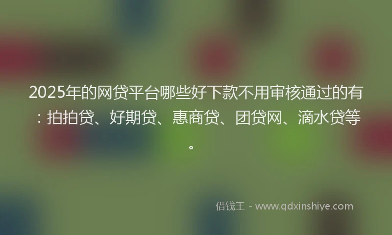 2025年的网贷平台哪些好下款不用审核通过的有：拍拍贷、好期贷、惠商贷、团贷网、滴水贷等。