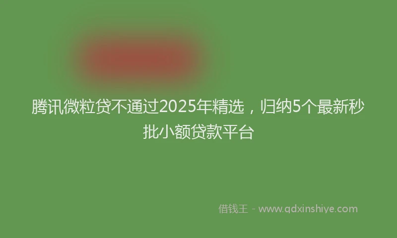 腾讯微粒贷不通过2025年精选，归纳5个最新秒批小额贷款平台