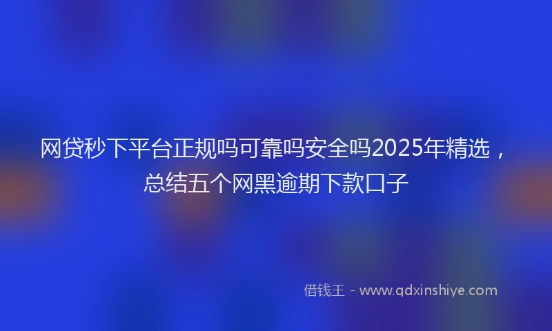 网贷秒下平台正规吗可靠吗安全吗2025年精选，总结五个网黑逾期下款口子