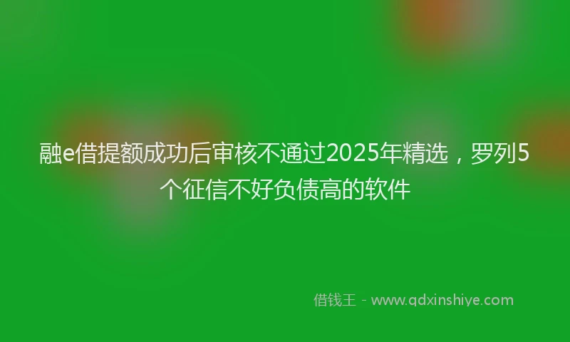 融e借提额成功后审核不通过2025年精选，罗列5个征信不好负债高的软件