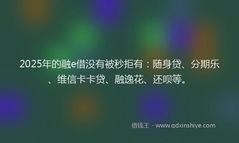 2025年的融e借没有被秒拒有：随身贷、分期乐、维信卡卡贷、融逸花、还呗等。