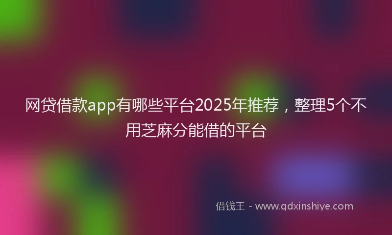 网贷借款app有哪些平台2025年推荐，整理5个不用芝麻分能借的平台