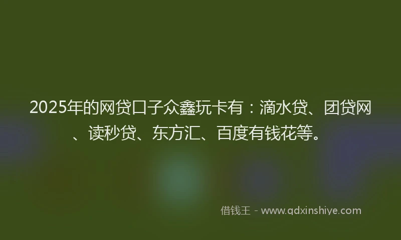 2025年的网贷口子众鑫玩卡有：滴水贷、团贷网、读秒贷、东方汇、百度有钱花等。