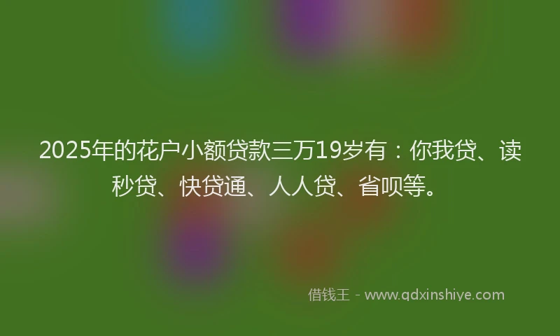 2025年的花户小额贷款三万19岁有：你我贷、读秒贷、快贷通、人人贷、省呗等。