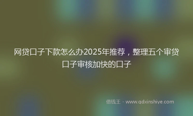 网贷口子下款怎么办2025年推荐，整理五个审贷口子审核加快的口子