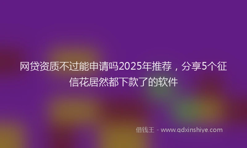 网贷资质不过能申请吗2025年推荐，分享5个征信花居然都下款了的软件