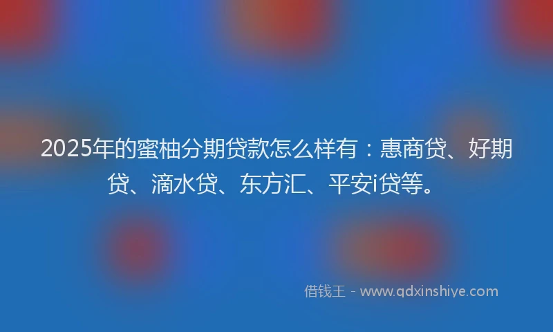 2025年的蜜柚分期贷款怎么样有：惠商贷、好期贷、滴水贷、东方汇、平安i贷等。