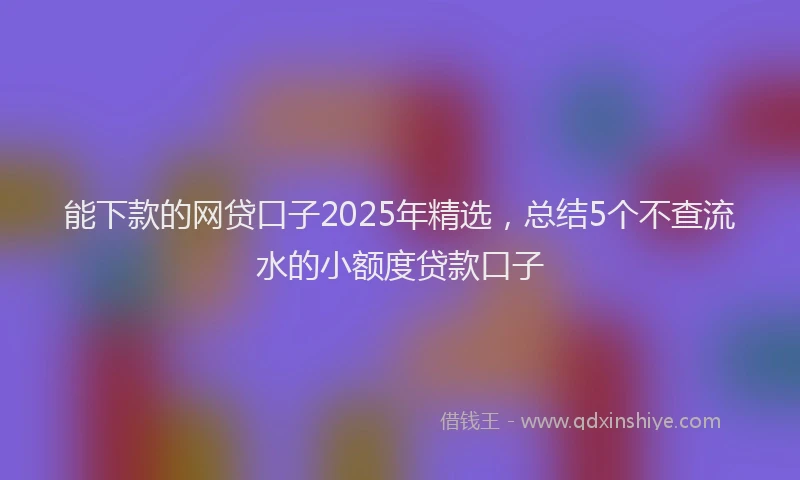 能下款的网贷口子2025年精选，总结5个不查流水的小额度贷款口子